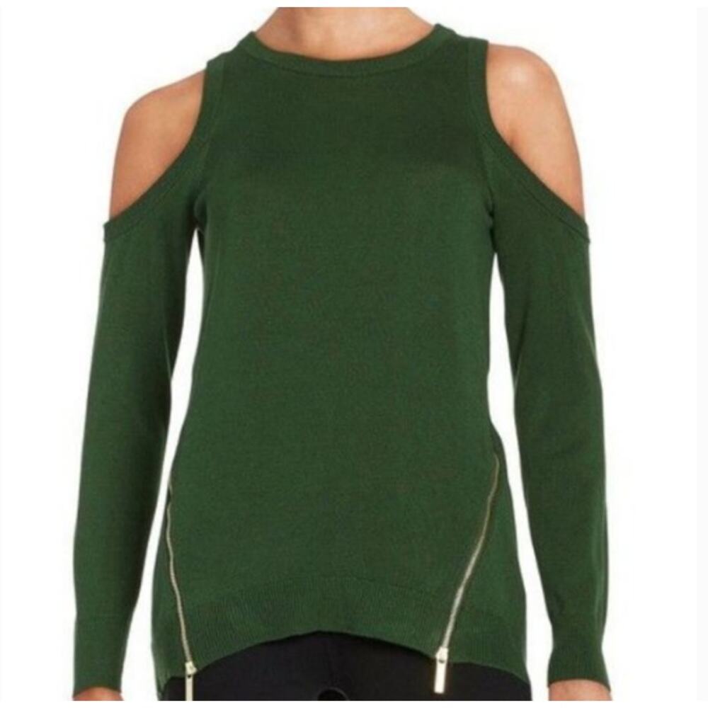 Michael Kors Cold Shoulder Sweater with Zipper Details Size Medium